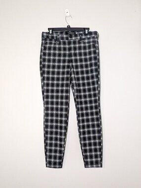 Liverpool Madonna Skinny Pants, Black White Glen Plaid, Size 10/30